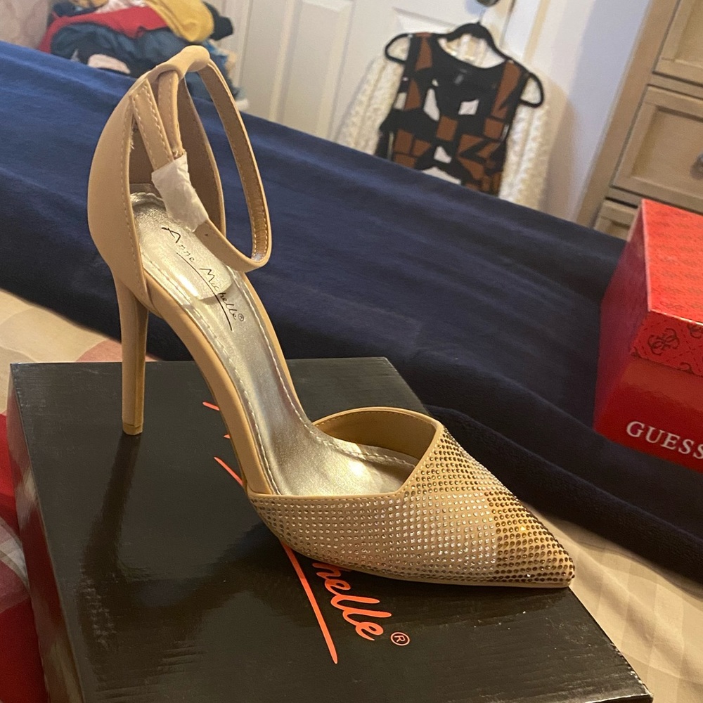 Crystal toed pumps